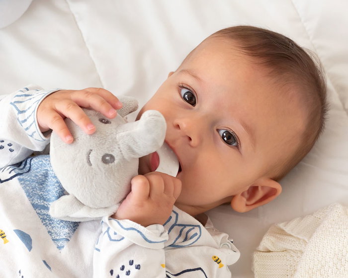 KioKids - Mordedor Peluche Elefante Gris 13 cm - Anneau de dentition pour bébé dès la naissance - Collection Dolci Amici
