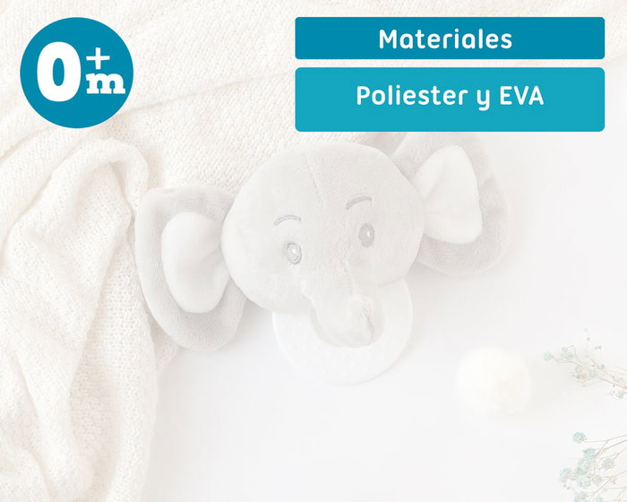 KioKids - Mordedor Peluche Elefante Gris 13 cm - Anneau de dentition pour bébé dès la naissance - Collection Dolci Amici