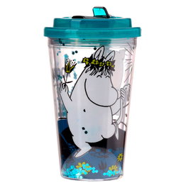 PUCKATOR - Vaso à double paroi Moomin avec paille - Tasse isolante pour boissons froides - 500 ml