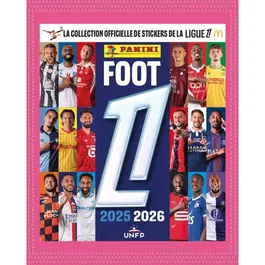 Panini - Blister Collection Stickers Foot 2025/26 Ligue 1 McDonald's - 14 pochettes + 2 offertes (112 stickers) - Album 96 pages et 556 stickers dont brillants