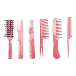 Bifull Gea Pink Set de 7 peignes avec pochette rose