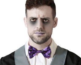 Nœud papillon Halloween violet avec motifs de toile d'araignée
