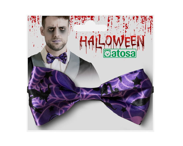 Nœud papillon Halloween violet avec motifs de toile d'araignée