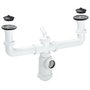 ABRISA Siphon Double avec Valve Extensible 1-1/2 poleg pour Éviers Ø 70 mm