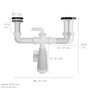 ABRISA Siphon Double avec Valve Extensible 1-1/2 poleg pour Éviers Ø 70 mm