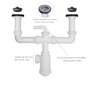 ABRISA Siphon Double avec Valve Extensible 1-1/2 poleg pour Éviers Ø 70 mm