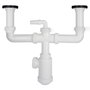 ABRISA Siphon Double avec Valve Extensible 1-1/2 poleg pour Éviers Ø 70 mm