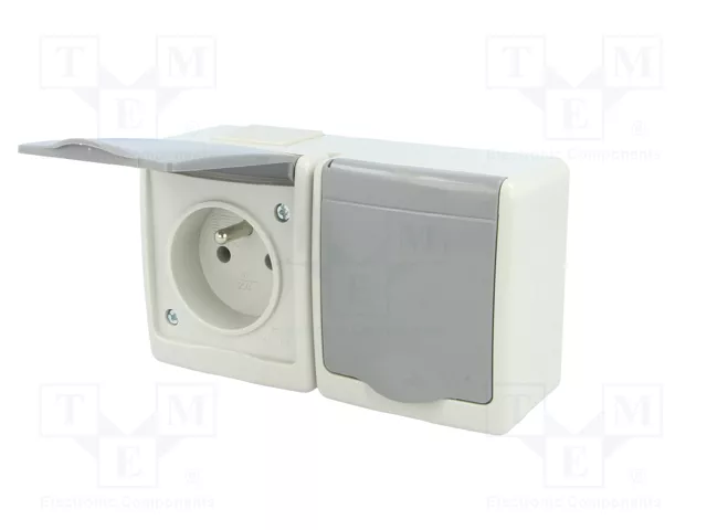 PAWBOL Socle d'alimentation AC 2P+PE gris 16A IP44