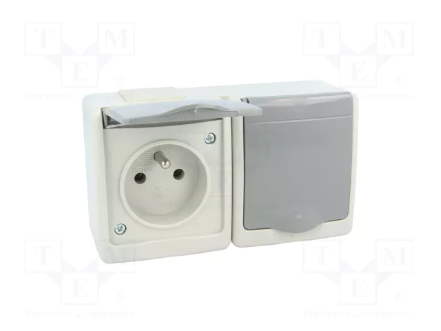 PAWBOL Socle d'alimentation AC 2P+PE gris 16A IP44
