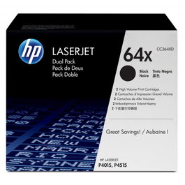 HP 64X Pack de 2 Cartouches de Toner Noir CC364XD