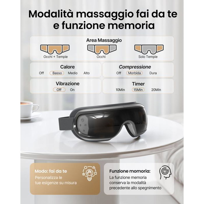 Renpho Massageur oculaire Eye Massager Eyeris 3 noir avec chauffage Bluetooth PEU-R-G010V