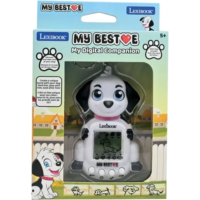 Lexibook Console Compagnon Animal Virtuel My Best-E - Chien - Écran LCD - Plus de 1900 Animations - 3 Mini-Jeux - Porte-clés - Clés - Dès 5 Ans