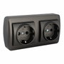 Solera Socle de prise double 2P+T Mural Graphite 16A 250V