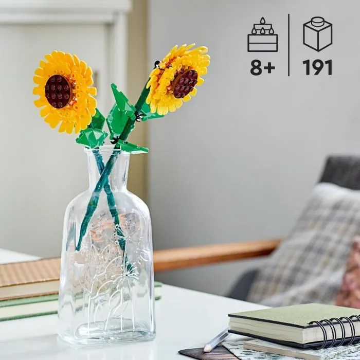 LEGO 40524 Creator Girasoles, Kit de Construcción Flores Artificiales, Decoración para Habitación Infantil o Hogar
