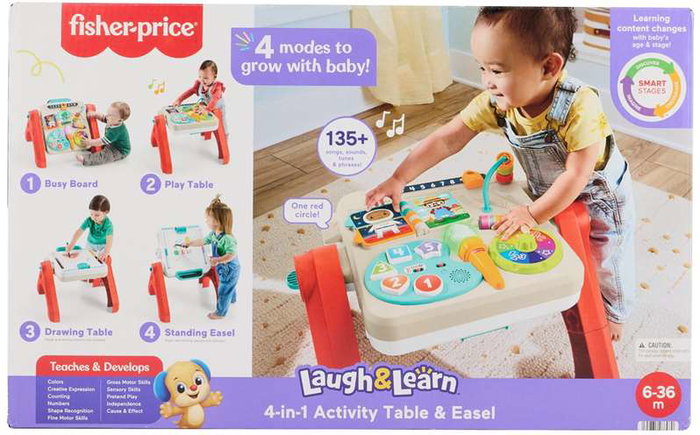 Mattel Caballete Fisher-Price Ríe y Aprende - Chevalet d'activités musical et éducatif pour bébé à partir de 6 mois - 56x53x49 cm