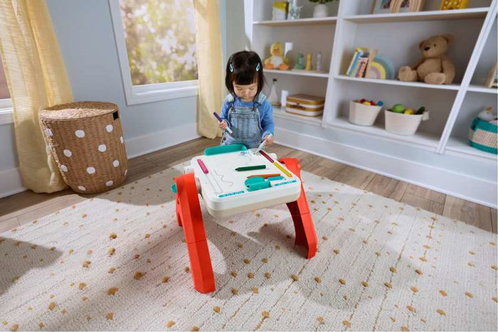 Mattel Caballete Fisher-Price Ríe y Aprende - Chevalet d'activités musical et éducatif pour bébé à partir de 6 mois - 56x53x49 cm