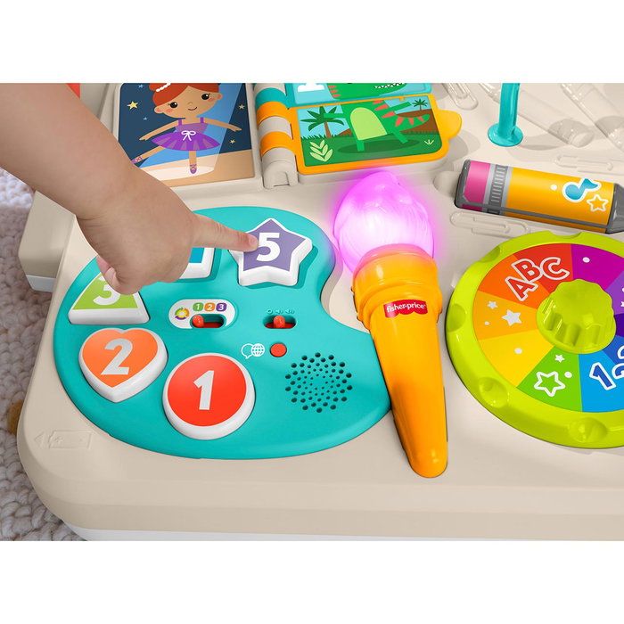 Fisher-Price - Caballete Ríe y Aprende avec Table d'Activités, 135+ Chansons, Niveaux Smart Stages et 4 Modes de Jeu - Jouet Électronique d'Apprentissage pour Enfants dès 6 Mois