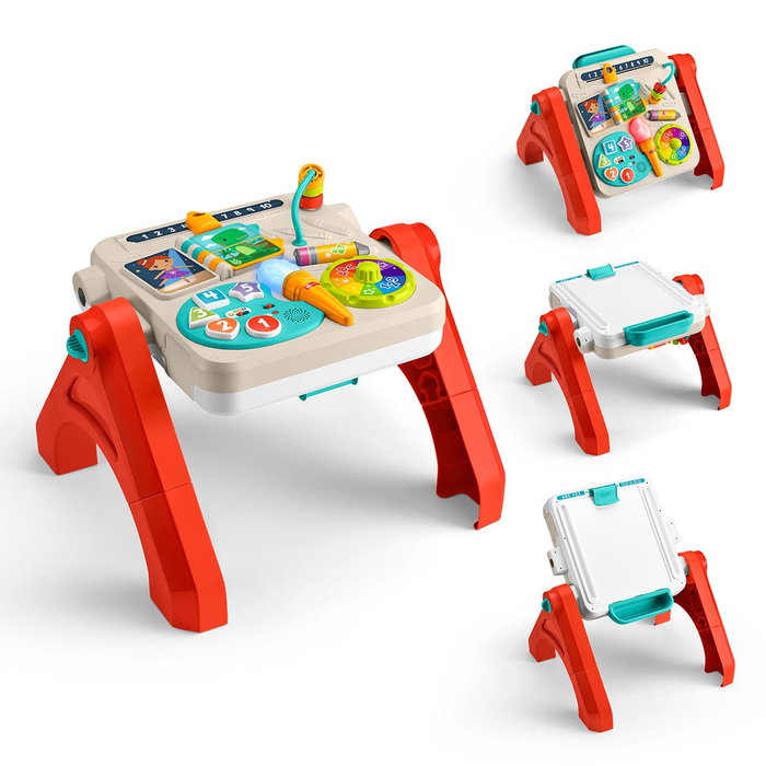 Fisher-Price - Caballete Ríe y Aprende avec Table d'Activités, 135+ Chansons, Niveaux Smart Stages et 4 Modes de Jeu - Jouet Électronique d'Apprentissage pour Enfants dès 6 Mois