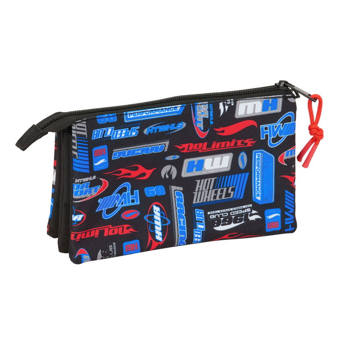 Safta Portatodo Triple Hot Wheels Multicouleur 22x12x3 cm