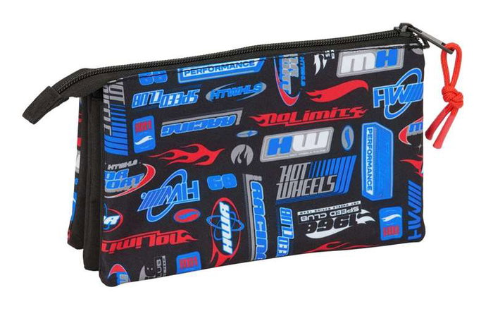 Safta Portatodo Triple Hot Wheels Multicouleur 22x12x3 cm