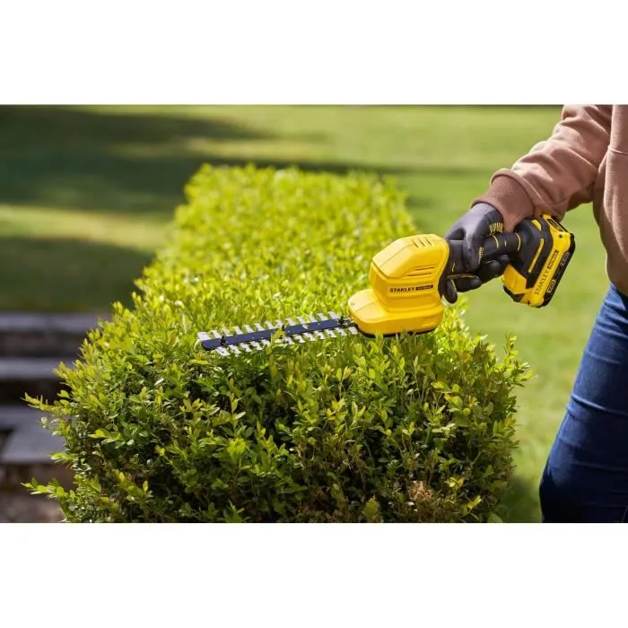 Stanley Fatmax STCSS20D1-QW Taille-haie et cisaille sans fil 18V avec batterie 2Ah, chargeur et lames interchangeables pour gazon et arbustes