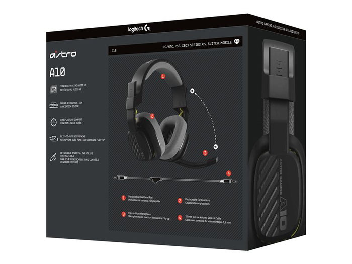 Logitech Astro Gaming A10 Gen 2, Noir, Jack 3,5 mm Logitech Astro Gaming A10 Gen 2, Noir, Jack 3,5 mm