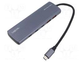 LOGILINK Hub USB 10 ports (2x USB A, 8x USB C) gris