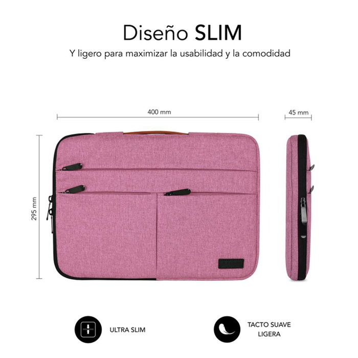 SUBBLIM Housse Air Padding 360 pour ordinateur portable 15,6 pouces, protection 360°, rose, étui de transport rembourré