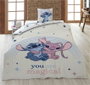 DISNEY - Housse de couette 140x200 cm et taie 65x65 cm en coton-polyester - Angel & Stitch