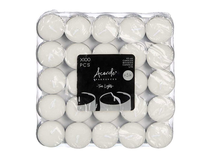Acorde Set 100 Tea Light Blanc 3H 18.7x5x18.7 cm (Set de 12)