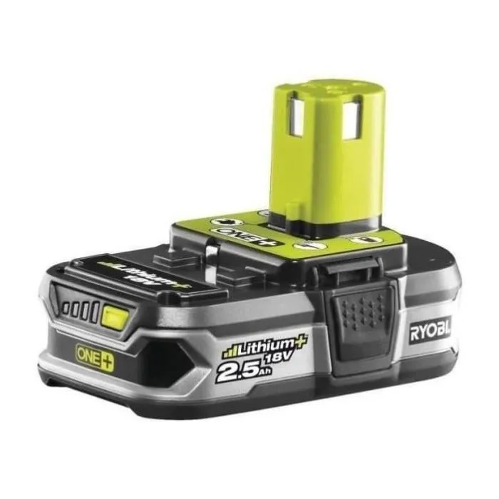 Ryobi RB18L25G Batterie Lithium+ 18V ONE+ 2,5 Ah pour outils de bricolage et jardinage, indicateur de charge, protections