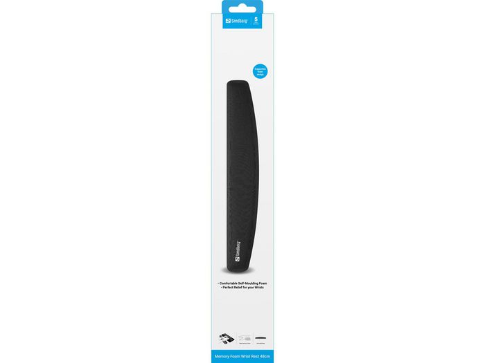 Sandberg Support de poignet pour clavier en mousse à mémoire de forme 48 cm antidérapant pour un confort optimal et la prévention des douleurs