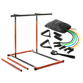 Pack Station de Tractions et Fitness avec Guide D'Exercices et Set de Bandes de Résistance avec Accessoires et Guide d´Entraînem
