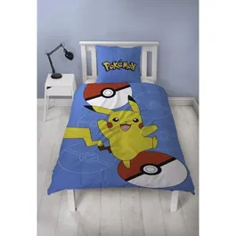 Pokemon Parure de lit Pikachu III - Microfibre - Housse de couette 140x200 cm et taie 63x63 cm - Licence officielle