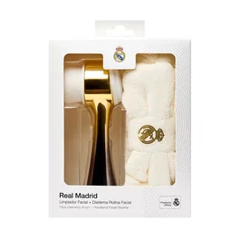Real Madrid Set de soins : Brosse de nettoyage facial et bandeau, Blanc
