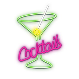 Forever Lampe Néon LED Cocktails Plexi avec Variateur, 30 x 41,8 cm, Alimentation USB, Rose et Vert