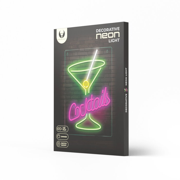Forever Lampe Néon LED Cocktails Plexi avec Variateur, 30 x 41,8 cm, Alimentation USB, Rose et Vert Forever Lampe Néon LED Cocktails Plexi avec Variateur, 30 x 41,8 cm, Alimentation USB, Rose et Vert