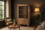 GINER Y COLOMER Vitrina de salon avec 2 portes en verre, meuble en bois massif d'acacia, 190 cm, design moderne pour bibliothèque et rangement