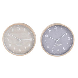Horloge Murale Home ESPRIT Beige Gris PVC 30 x 4 x 30 cm (2 Unités)