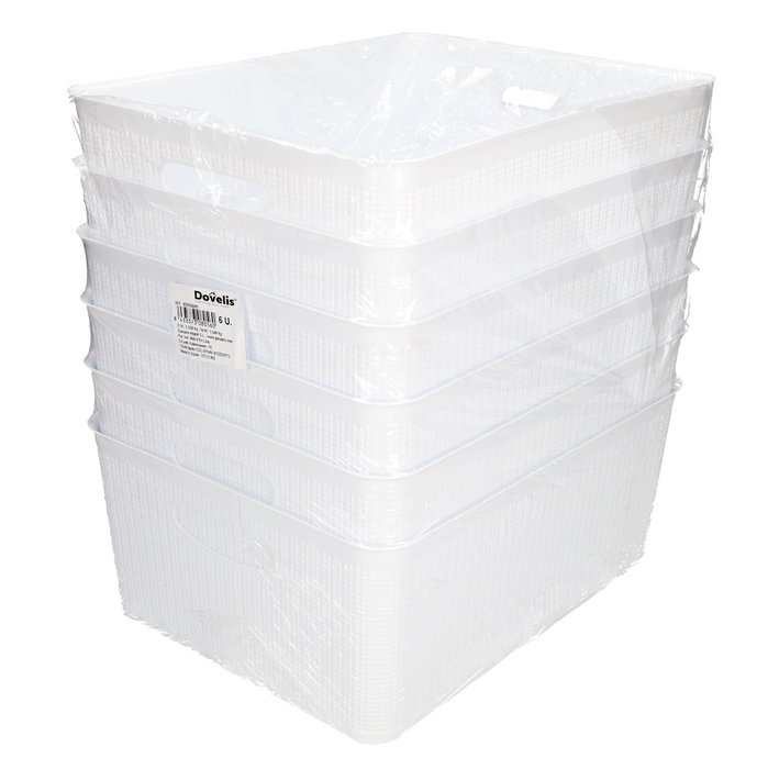 Dovelis Lot de 6 Paniers Organisateurs Rétractables 10L Blanc Dovelis Lot de 6 Paniers Organisateurs Rétractables 10L Blanc