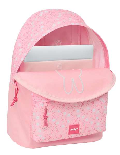 Safta Sac à dos pour ordinateur portable 14.1" Miffy Fleurs, 31 x 41 x 16 cm, pour enfants à partir de 3 ans