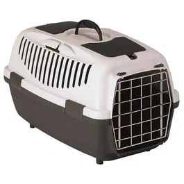 Stefanplast Gulliver - Box de transport pour chien, PVC, 61 x 40 x 38 cm, gris, porte métallique, encoche ceinture de sécurité