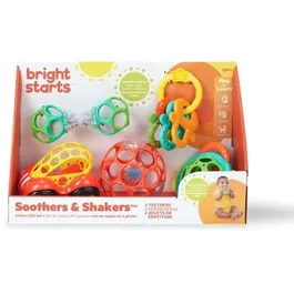 Bright Starts Coffret Cadeau Naissance Bébé 5 Jouets - Oball, Hochet, Voiture, Anneau de Dentition - Sans BPA - 0 à 24 Mois