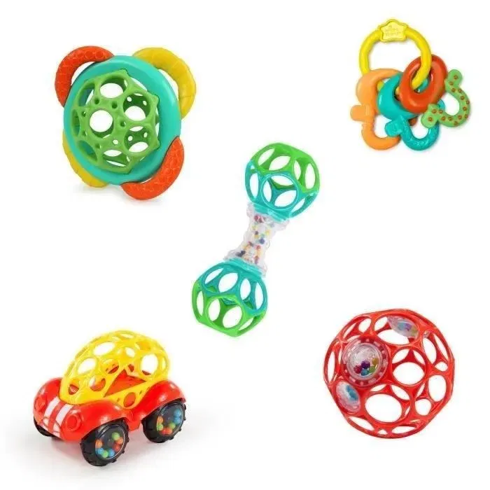 Bright Starts Coffret Cadeau Naissance Bébé 5 Jouets - Oball, Hochet, Voiture, Anneau de Dentition - Sans BPA - 0 à 24 Mois Bright Starts Coffret Cadeau Naissance Bébé 5 Jouets - Oball, Hochet, Voiture, Anneau de Dentition - Sans BPA - 0 à 24 Mois