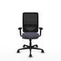 Chaise Zulema Synchro 3 positions tissu Gris foncé Maille Noir Base en nylon noir Accoudoir 2D Sans appui-tête Roulettes 65mm nylon
