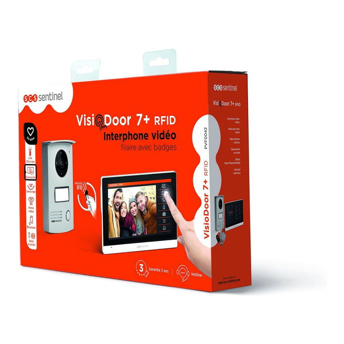 Scs Sentinel VisioDoor 7+ RFID - Interphone vidéo filaire avec écran tactile 7 pouces et vision nocturne