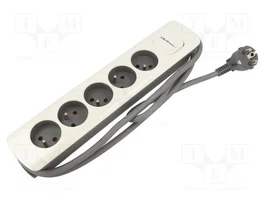 QOLTEC Rallonge réseau 5 prises 1,8 m avec interrupteur blanc et gris