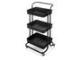 Kinvara Chariot Organisateur Plastique Noir 3 Niveaux 43x16x32 cm