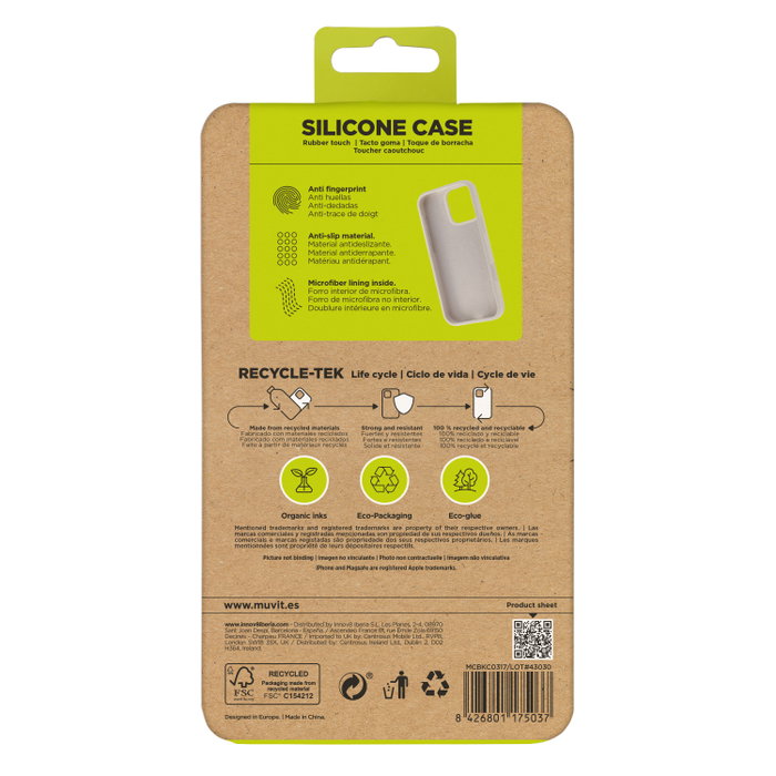 Muvit Coque Recycletek Liquid Silicone pour Apple - Protection Écologique Antichocs