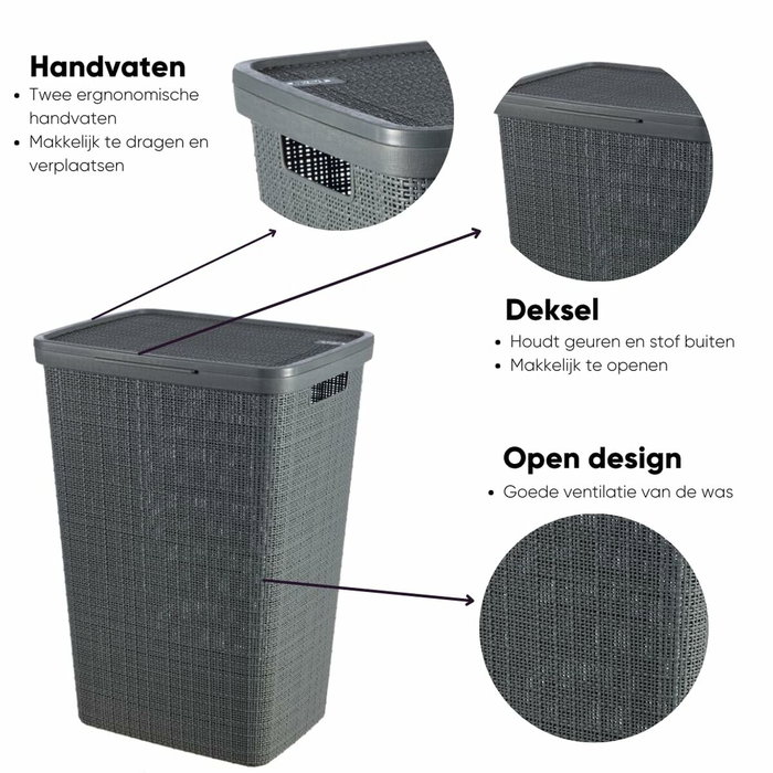Curver Coffre à linge 58 L Anthracite